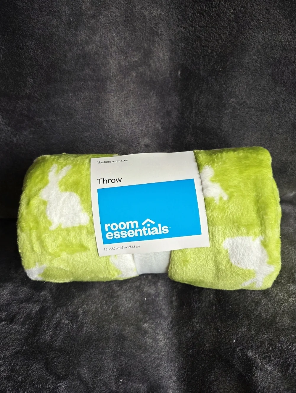Easter Plush Bunny Printed Throw Blanket Green Ivory 60 × 50 Room Essentials NWT